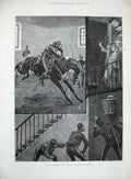 Old Antique Print 1890 Military Life Subaltern Horses Carriage Woodville 19th