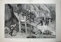 Original Old Antique Print Military Tournament 1890 Spar Bridge Mountain Siers