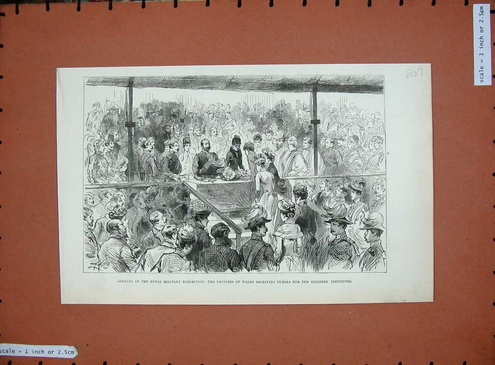 Original Old Antique Print 1890 Princess Wales Purses Siers Royal Military 19th