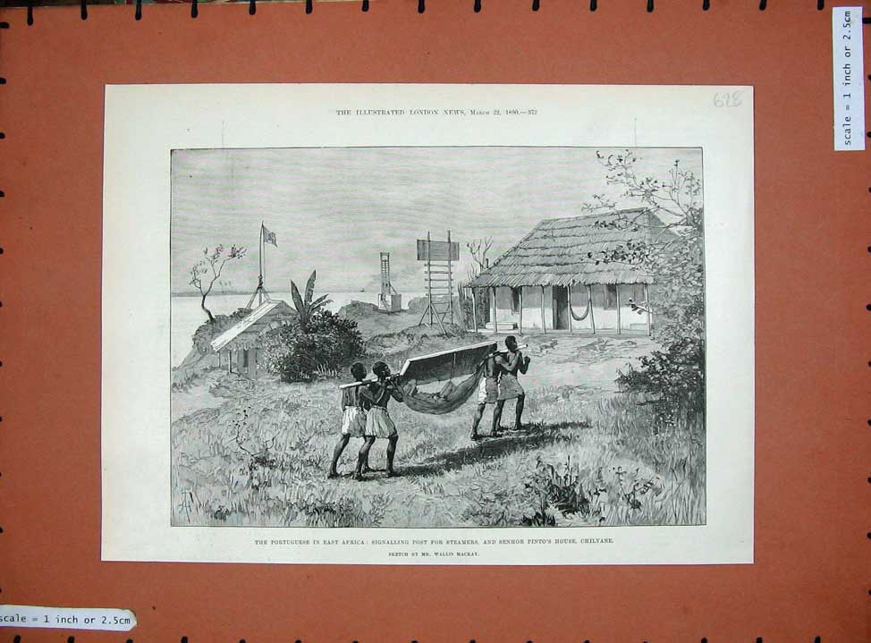 Original Old Antique Print 1890 Portuguese Africa Senhor Pintos House Chilvane