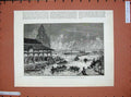 Old Antique Print Duke Duchess Connaught Ceylon 1890 Harbour Fire-Works 19th