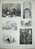 Original Old Antique Print Emperor William Wittenberg Luther Tomb 1892 Prince