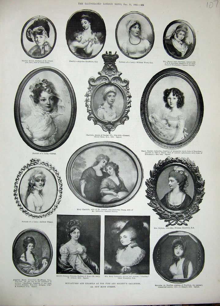 Original Old Antique Print 1892 Fine Art Charlotte Queen Susan Siddons Robinson