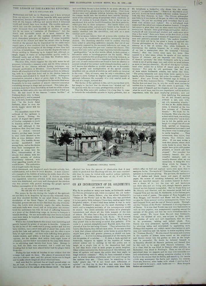 Original Old Antique Print 1892 View Hamburg Cholera Tents Diseases Victorian