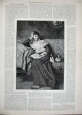 Old Antique Print 1892 Wyburd Fine Art Beautiful Woman Reading Book Lady 19th
