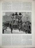 Old Antique Print 1892 Scene Funeral Ernest Renan Paris France Fine Art 19th