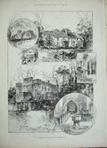 Original Old Antique Print Somersby Birthplace Lor Tennyson 1892 Rectory Manor