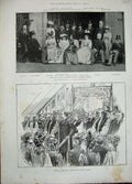 Original Old Antique Print 1892 Oxford House Bethnal Green Warwick Castle Royal