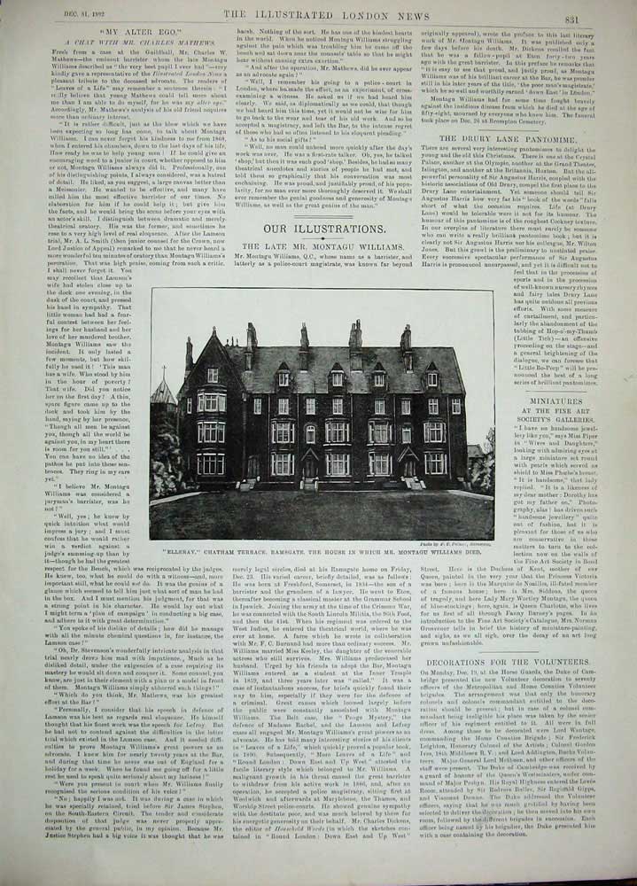 Original Old Antique Print 1892 Pantomime Drury Lane Theatre Elleray Williams