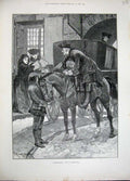 Old Antique Print 1892 Woodville Fine Art Men Horse Carriage Street Scene 19th