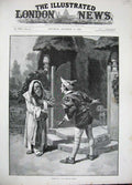 Original Old Antique Print 1892 Munns Fine Art Men Costumes Gate Country Dog