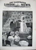 Old Antique Print 1892 St Andrews Day Royal Albert Hall Woman Music Art 19th