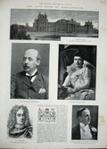 Original Old Antique Print 1892 Duke Marlborough Churchill Blandford Blenheim