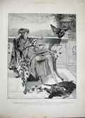 Original Old Antique Print 1892 Marius Epicurean Fur Skins Bird Balcony 19th