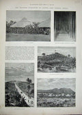Original Old Antique Print 1892 Uganda Africa King'S Palace Grave Mtesa Natives