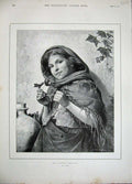 Original Old Antique Print 1892 Youthful Botanist Young Girl Flowers Plants