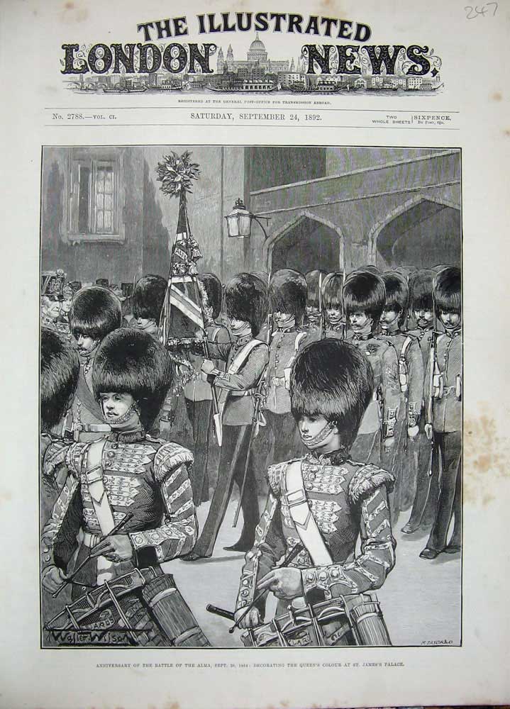 Old Antique Print 1892 Battle Alma Queen'S Colour St James'S Palace Army 19th