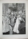 Old Antique Print 1892 Investiture Archbishop Vaughan Pallium Church Art 19th