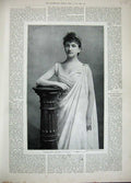 Original Old Antique Print 1892 Madame Sigrid Arnson Baucis Philemon Theatre