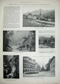 Old Antique Print 1892 Alps Mountains Savoy Gervais Baths Gorge Bon Nant 19th