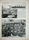 Old Antique Print 1892 Duke York Officers Ship H.M.S Melampus Dining Room 19th