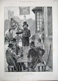 Old Antique Print 1892 Woodville Fine Art Village Politicians Men Table 19th