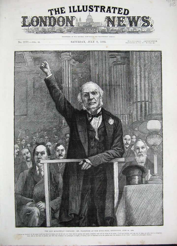 Original Old Antique Print 1892 Gladstone Music Hall Edinburgh Theatre Glasgow