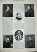 Old Antique Print 1892 Poet Laureates Skelton Chaucer Dryden Wordsworth 19th