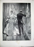 Original Old Antique Print 1893 Woodville Fine Art Man Woman Romance Dance 19th