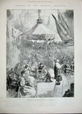 Old Antique Print 1893 Prince Wales Ship Campania Archbishop Canterbury 19th