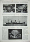 Original Old Antique Print 1893 Belgian Mail Passenger Steam Ship LeopGwyther