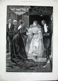 Old Antique Print Woodville Fine Art 1893 Man Woman Party Late Arrivals 19th