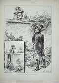 Original Old Antique Print 1893 April Fools Man Woman Country Wall Victorian