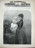 Old Antique Print 1893 Princess Wales Grand-Daughter Baby Girl Portrait 19th