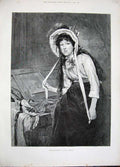 Original Old Antique Print 1893 Fine Art Young Girl Dress Up Costumes Victorian