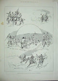 Original Old Antique Print Easter Monday Volunteer Manoeuvres 1893 Eastbourne