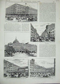 Original Old Antique Print 1893 Maple Tottenham Factory Euston London Buildings