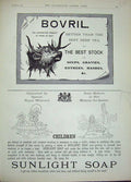 Original Old Antique Print 1893 Advertisement Bovril Stock Soup Sunlight Soap