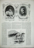 Original Old Antique Print 1893 Wedding Earl Dalkieth Margaret Bridgeman Eildon