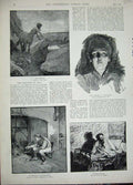Original Old Antique Print 1893 Art Face Boys Charles Meryon Fourchette Centaur