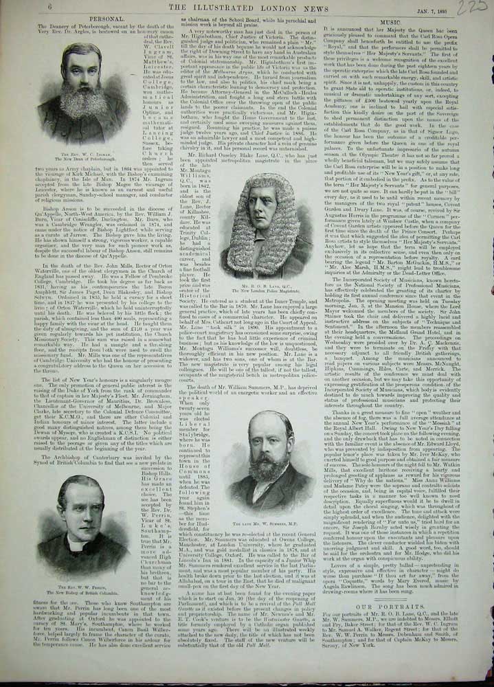 Old Antique Print 1893Ingram Dean Peterborough Lane Police Summers Perrin 19th
