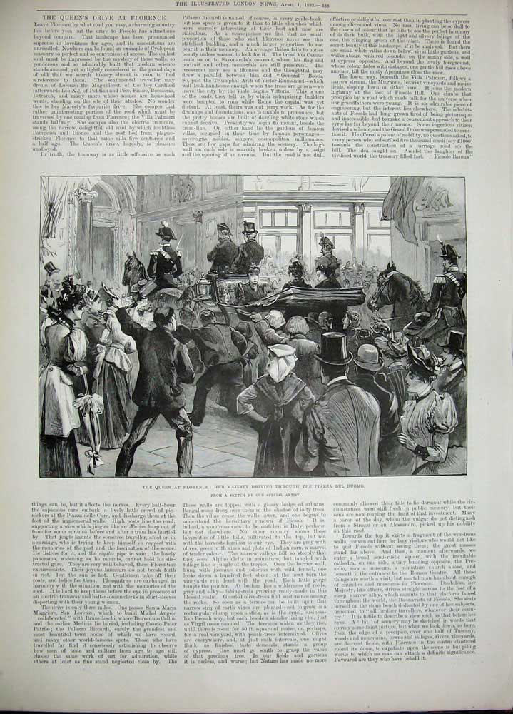 Original Old Antique Print 1893 Challemel-Lacour French Senate Queen Florence