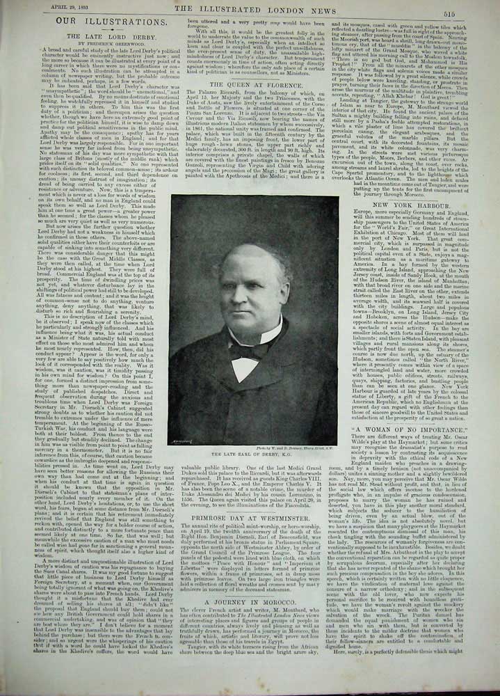 Old Antique Print 1893 Duchess Sutherland Theatre Haymarket Earl Derby 19th