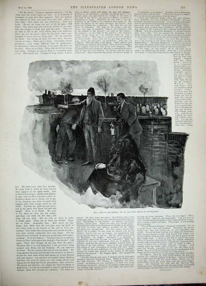 Antique Old Print 1893 York Princess May Duchess Teck Cemetery Grave-Yard 19th