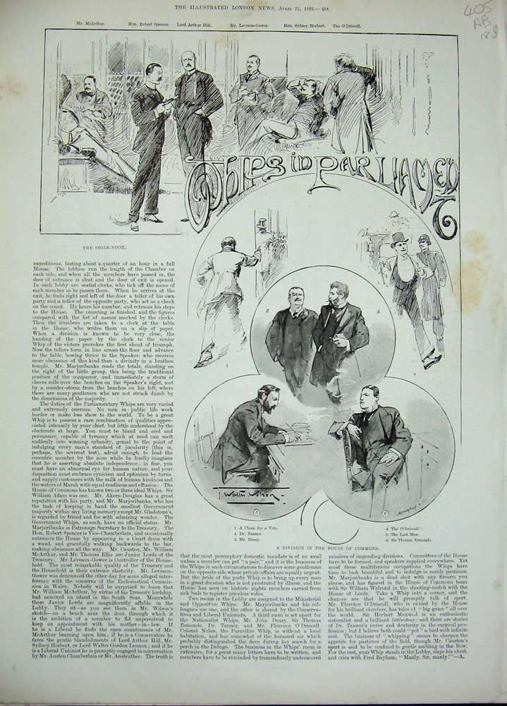 Old Antique Print 1893 Parliament Ingle-Nook Tanner Government Commons 19th