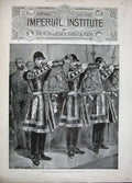 Original Old Antique Print 1893 Imperial Institute Queen Trumpeters Kensington