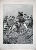 Old Antique Print 1893 Battle British Army Marlbiriugh Dragoons French 19th