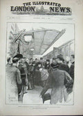 Antique Old Print 1893Queen Florence Railway Station Train Villa Palmieri 19th