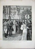 Antique Old Print 1893 Royal Bucharest Mayor Bread Railway Station Church 19th