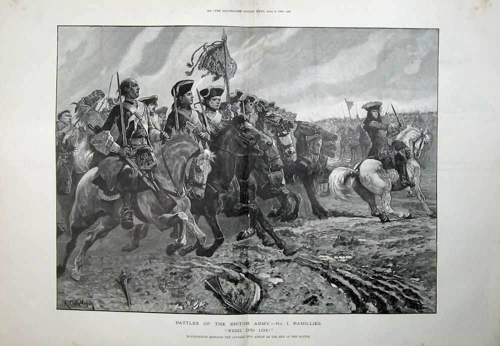Old Antique Print 1893 Battles British Army War Marlborough Cavalry Art 19th